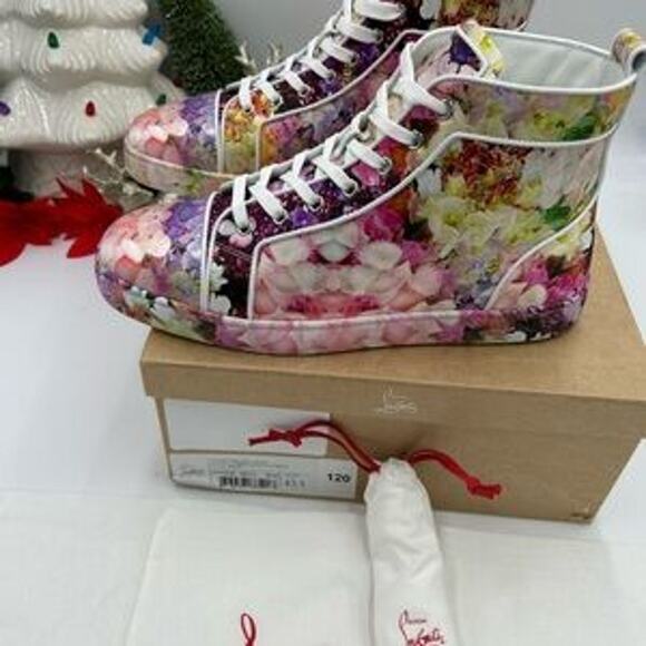 Christian Louboutin Orlato high top multicolor floral sneakers size 43.5 - Picture 9 of 14